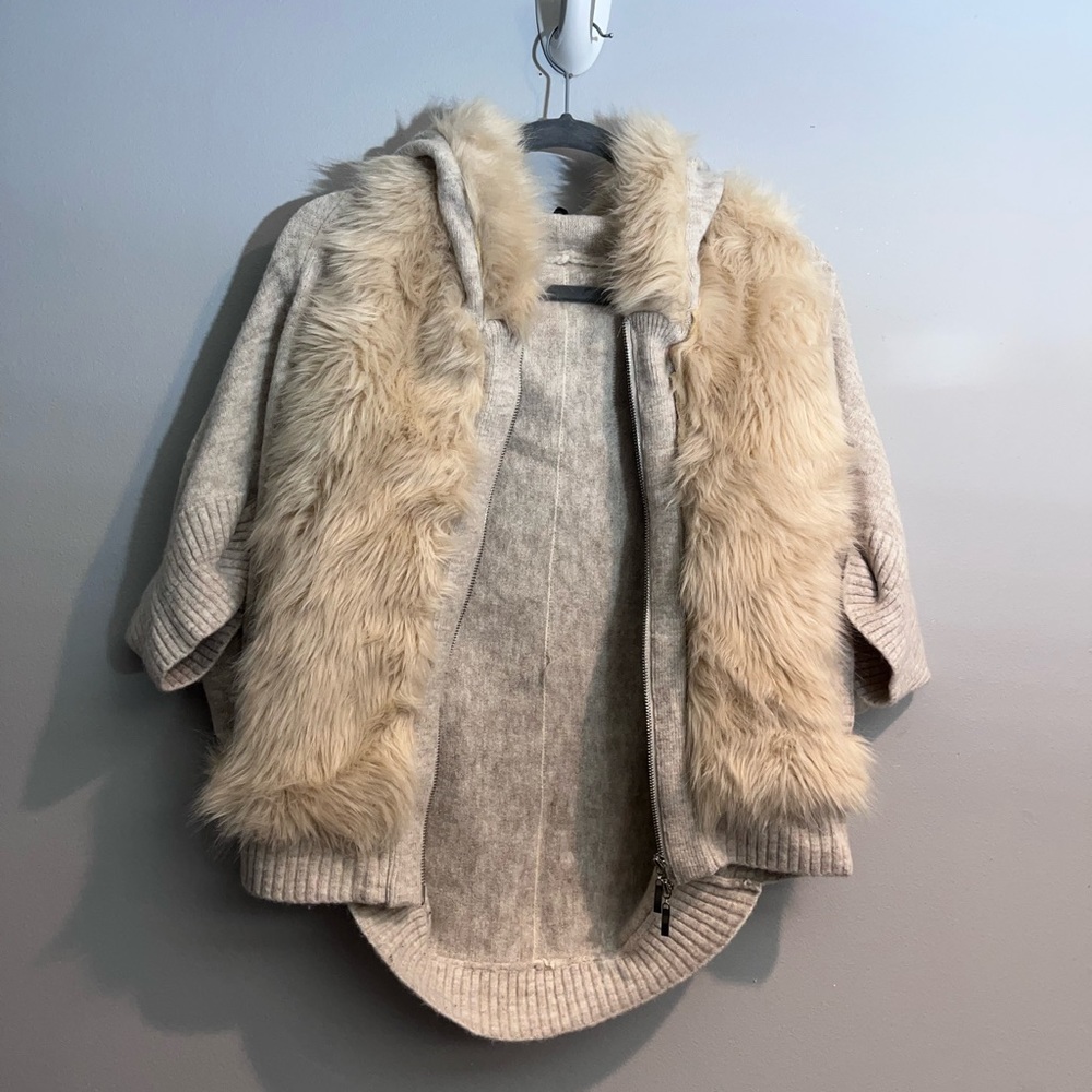 Faux fur zip up sweater